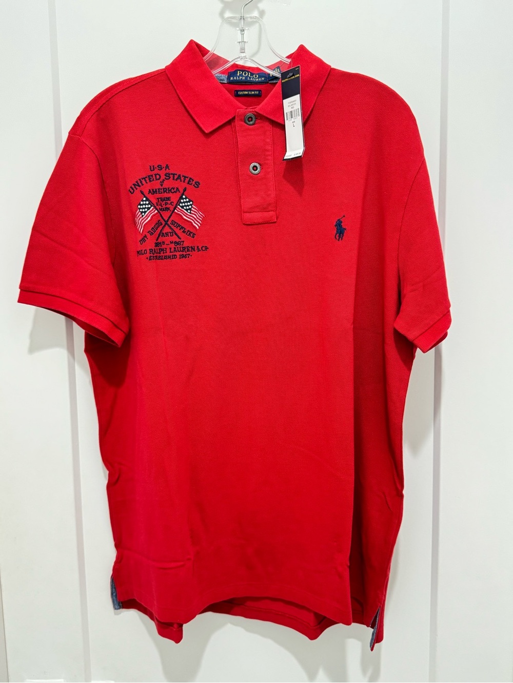 Polo by Ralph Lauren Red Short-Sleeve Embroidered Flag Polo